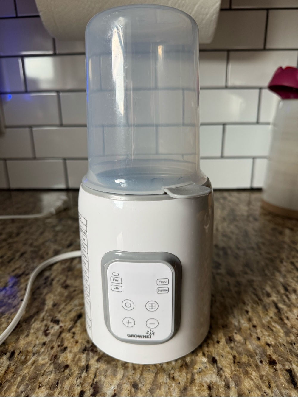 GROWNSY Baby Bottle Sterilizer & Warmer - White with Clear Top
